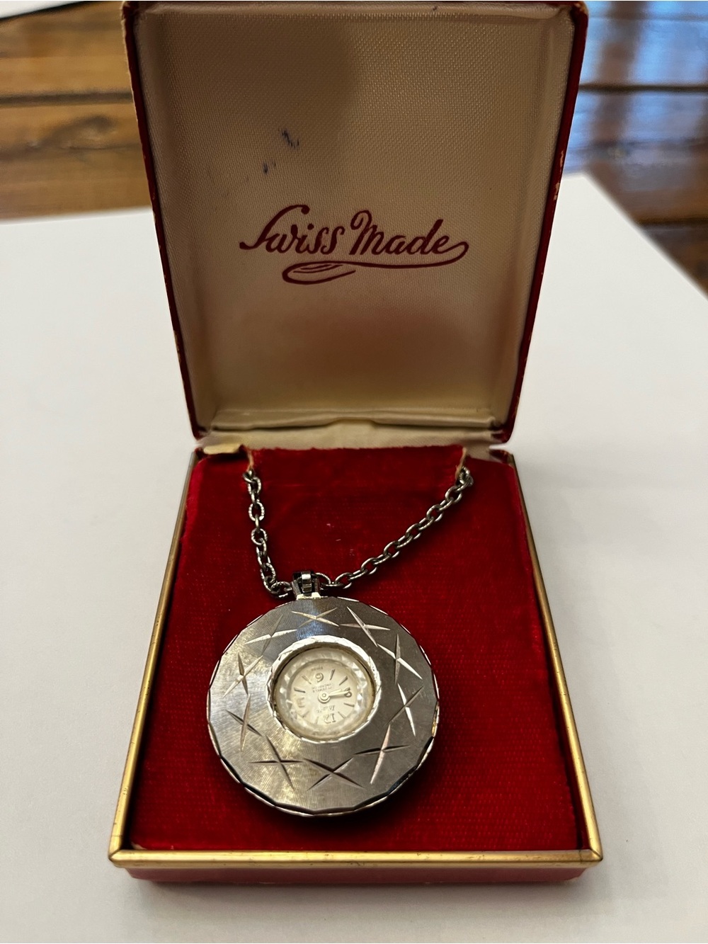 Silver-Tone Pendant Watch Necklace - Silver